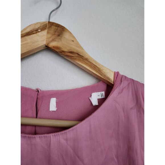 ASTR the Label Pink Pleated Bubble Hem Blouse | Size L - Picture 3 of 6